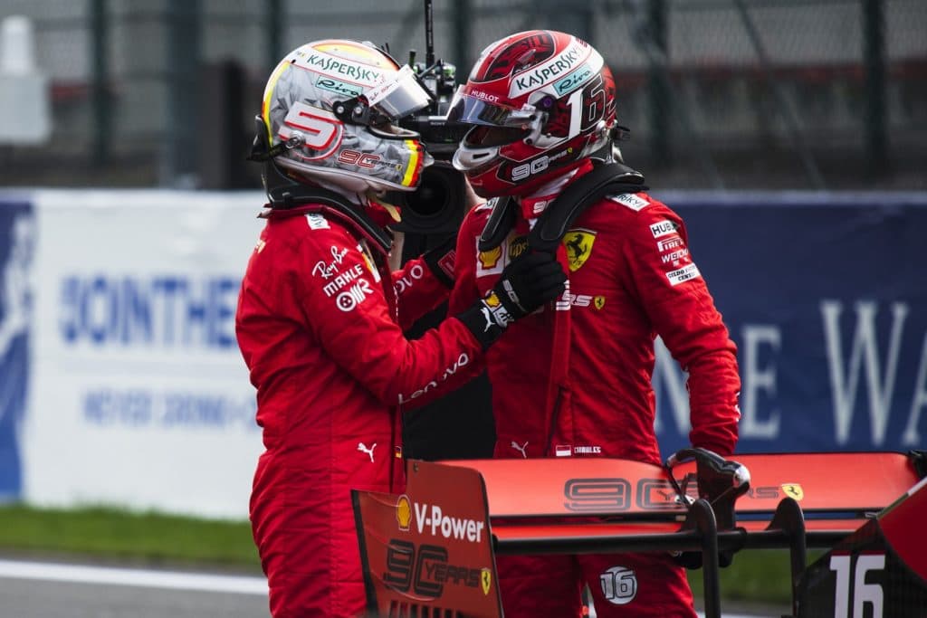Sebastian Vettel und Charles Leclerc. Credit: Ferrari