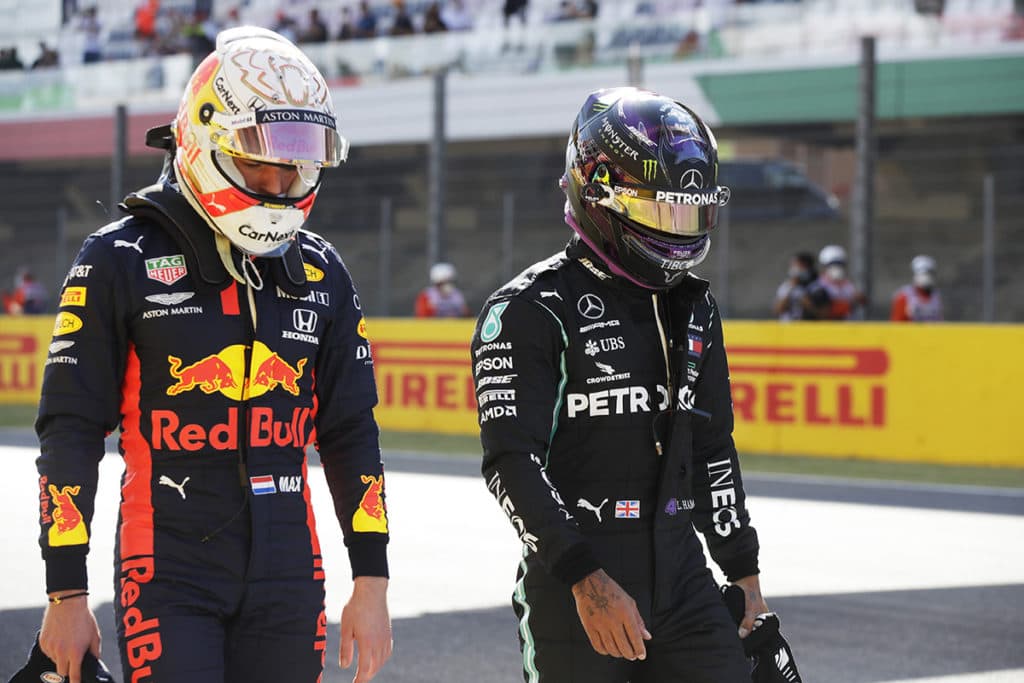 Max Verstappen and Lewis Hamilton