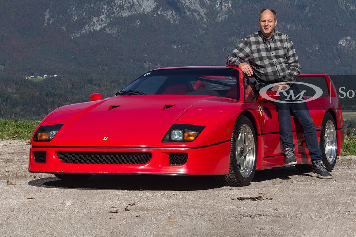 Gerhard Berger und seinen Ferrari F40 Credit: RM Sotheby´s