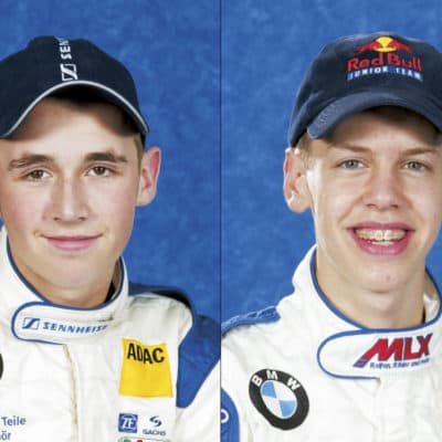 René Rast und Sebastian Vettel zu Formel BMW-Zeiten. Credit: BMW