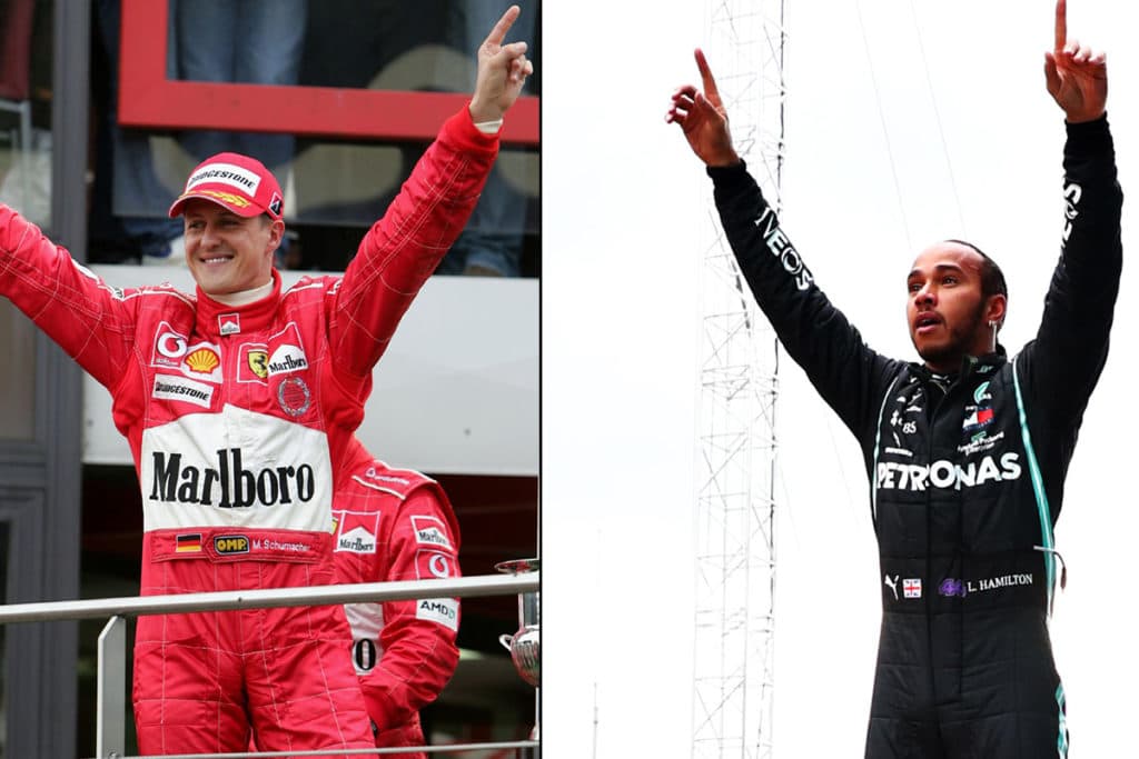 Michael Schumacher und Lewis Hamilton Montage Credit: F1