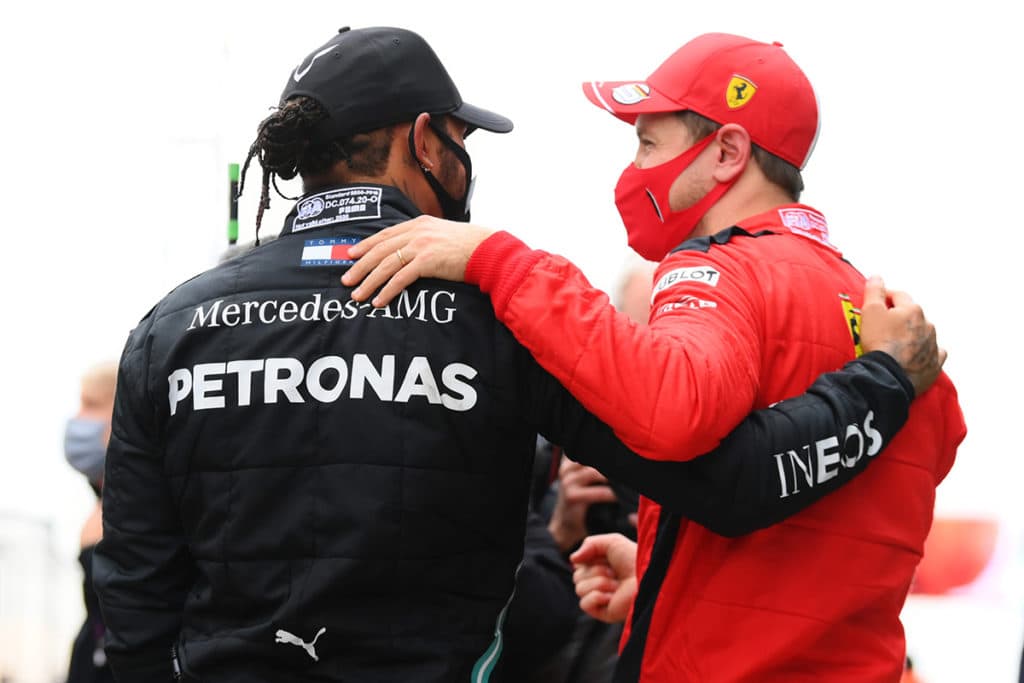 Lewis Hamilton und Sebastian Vettel Credit: FIA/F1