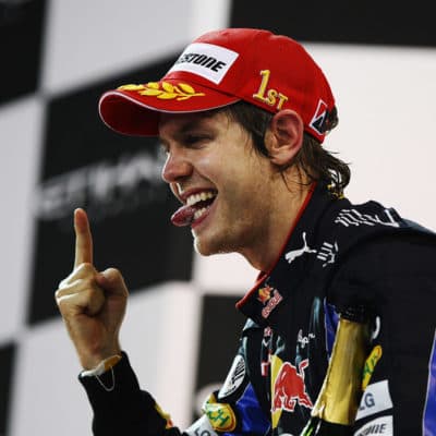 Sebastian Vettel bei seinem ersten Titelgewinn 2010 in Abu Dhabi Credit: Red Bull Content Pool