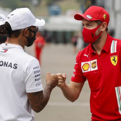 Lewis Hamilton und Sebastian Vettel Credit: LAT/Mercedes