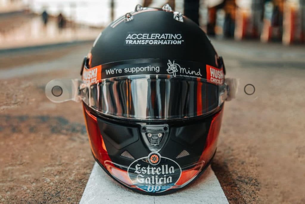 Carlos Sainz Barcelona Helm 2020. Credit: Sainz/Twitter