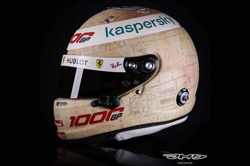 Sebastian Vettel Helm Mugello 2020. Credit: Jens Munser Designs