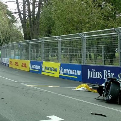 Formel E Crash im ersten Training zum Rom ePrix 2021. Credit: Formel E/Youtube