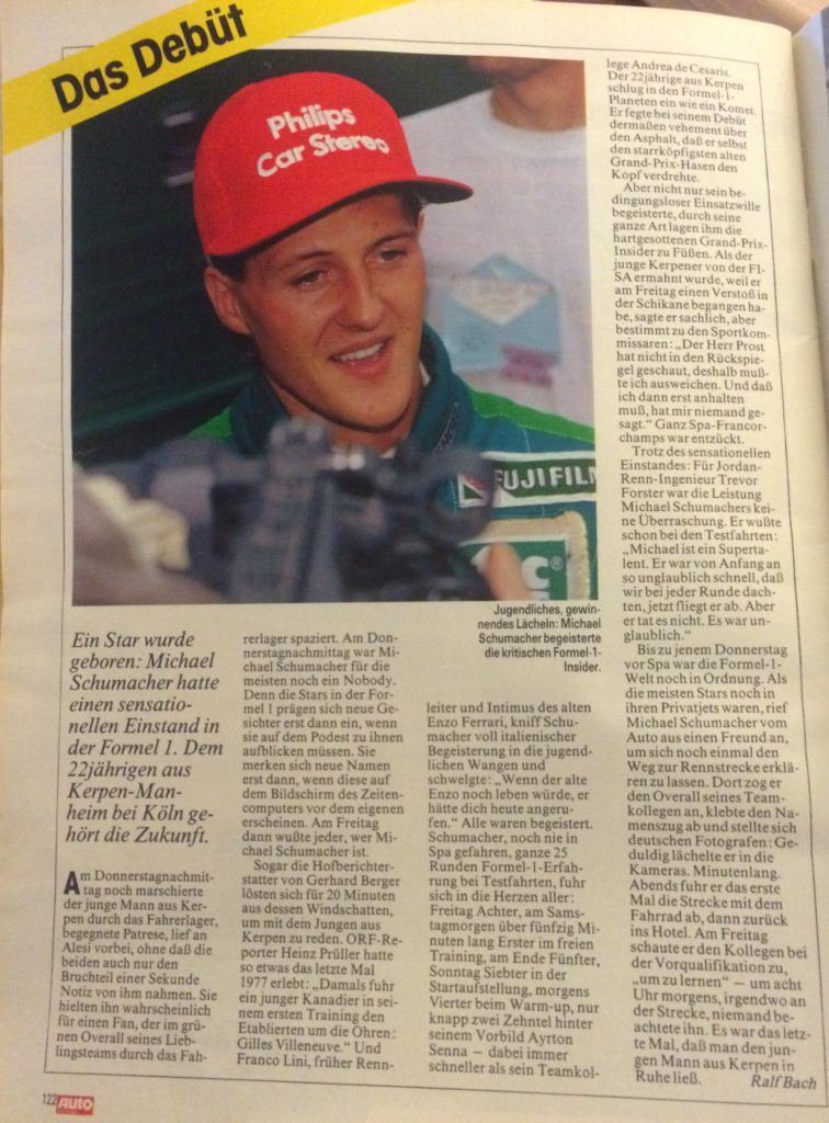 F1-Insider.com Reporter Ralf Bach begleitete Michael Schumacher bei seinem Formel-1-Debüt