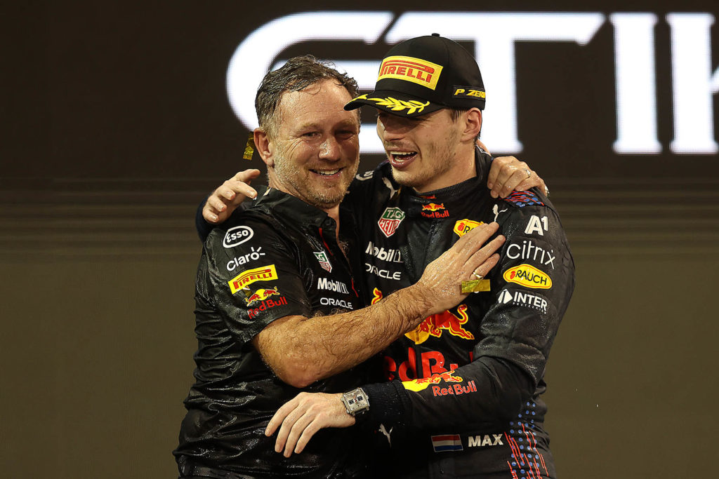 Formel 1 Max Verstappen und Christian Horner Red Bull Abu Dhabi GP 2021