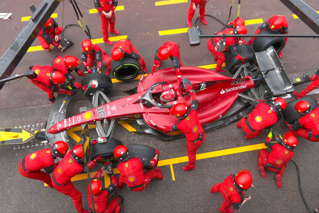 Formel 1 Leclerc Ferrari Box Stop Monaco 2022