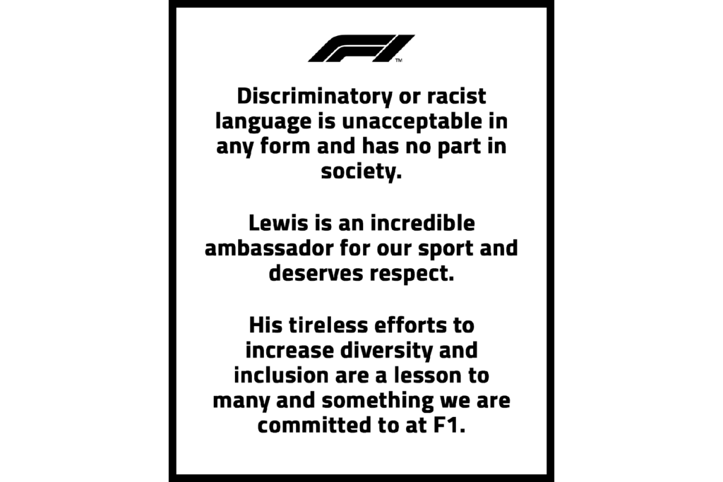 Formel 1 Statement gegen Rassismus 2022