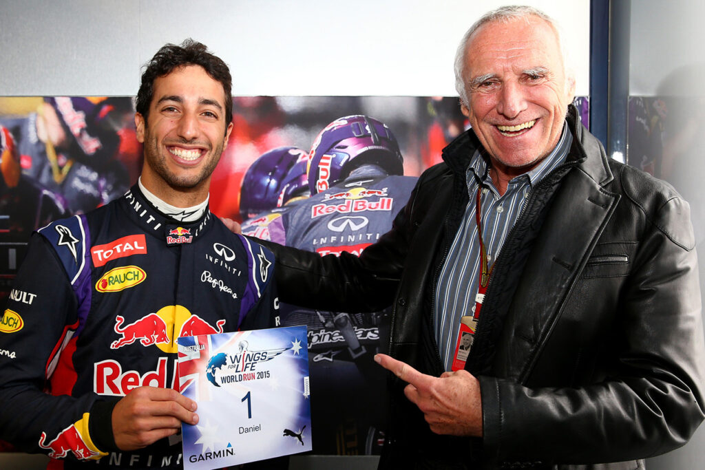 Formel 1 Dietrich Mateschitz und Daniel Ricciardo. Credit: Red Bull Content Pool