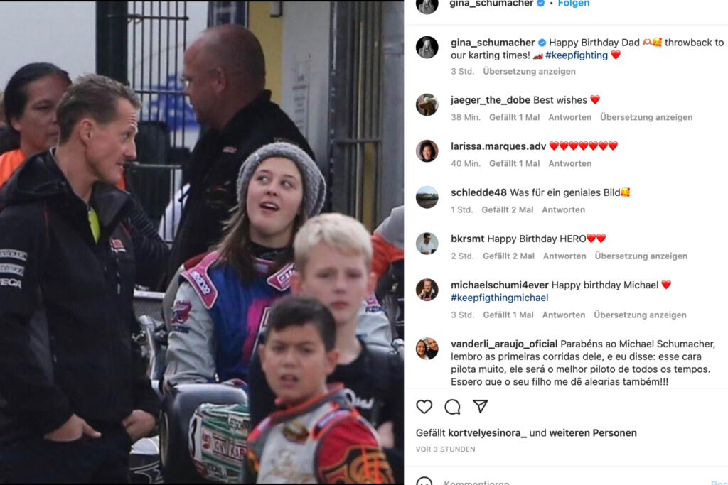 Formel 1 Michael Schumacher Gina Schumacher Geburtstag Instagram