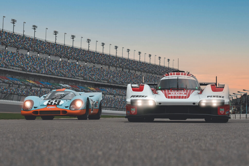 Porsche 963 und 917k in Daytona. Credit: JF Musial (TangentVector) / Porsche