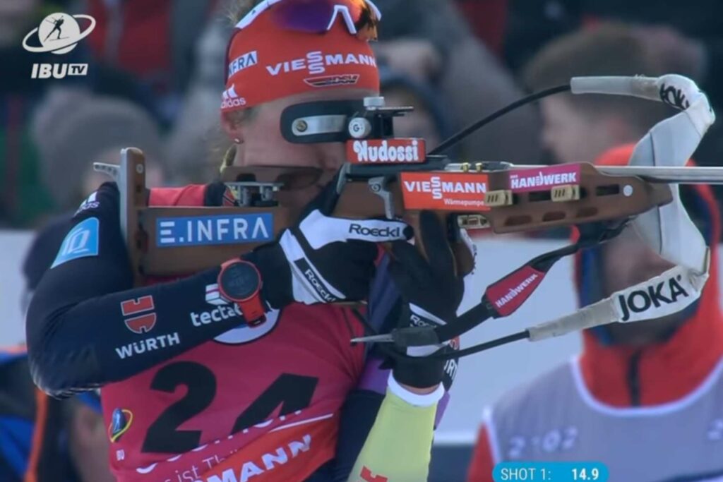 Biathlon: Denise Herrmann sichert sich im Oberhof WM Sprint Gold - Credit: IBU