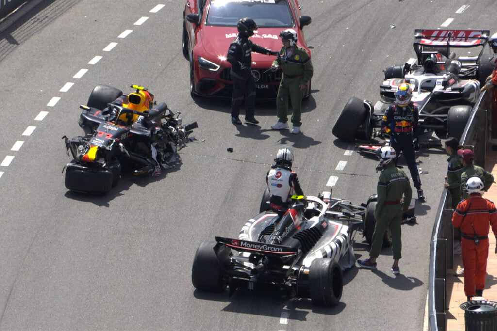 Formel 1 Monaco Crash Magnussen Perez Hülkenberg 2024
