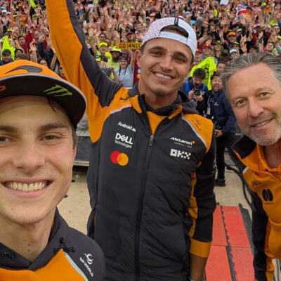 Oscar Piastri Lando Norris und Zak Brown Silverstone 2025