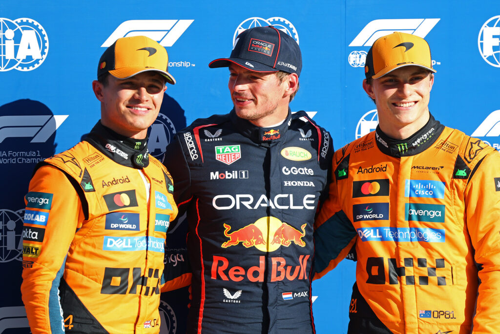 Formel 1 Lando Norris McLaren, Max Verstappen Red Bull und Oscar Piastri McLaren Monza Italien 2025