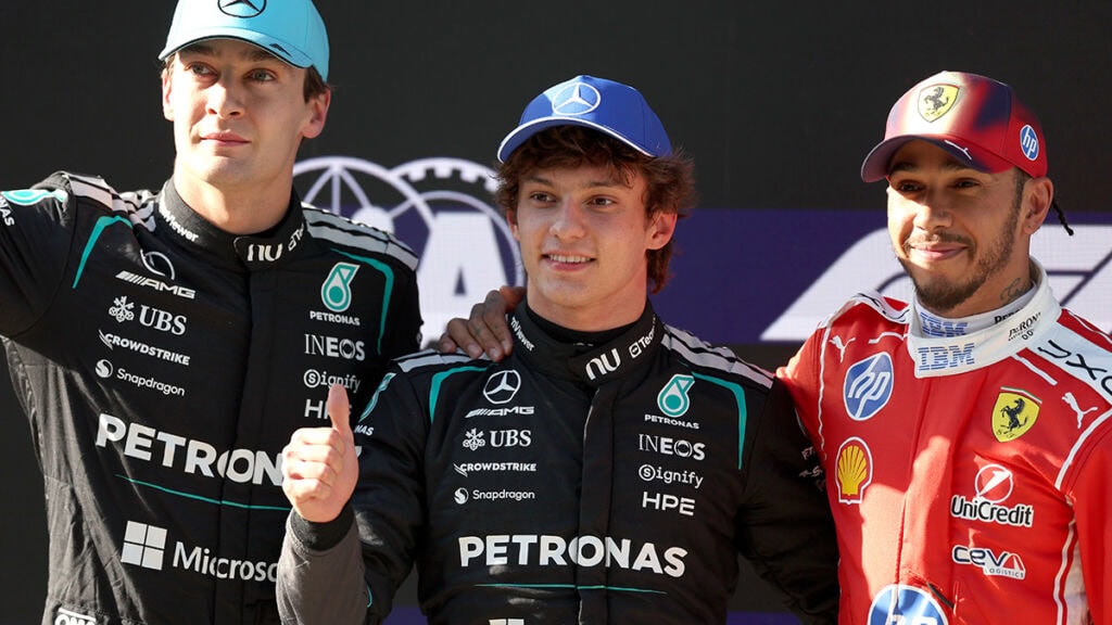 Formel 1 George Russell, Andrea Kimi Antonelli und Lewis Hamilton China Quali 2026