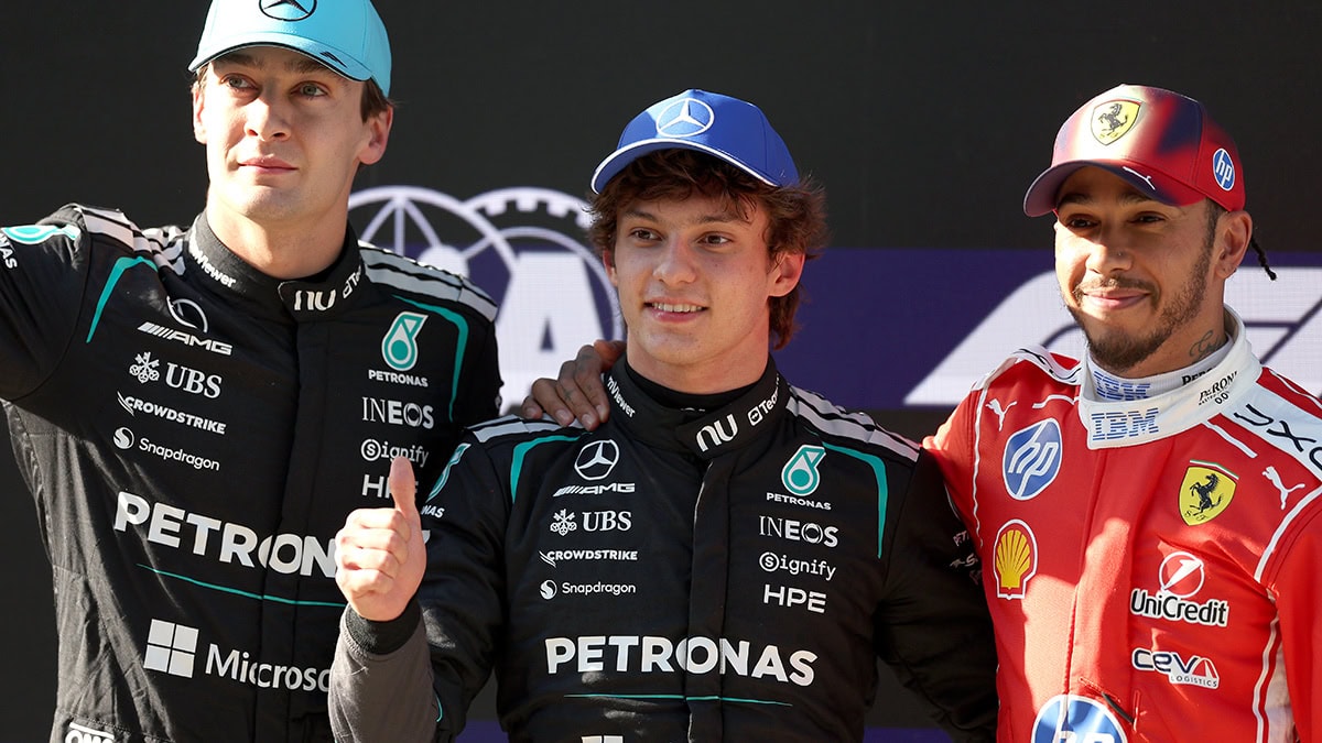 Formel 1 George Russell, Andrea Kimi Antonelli und Lewis Hamilton China Quali 2026