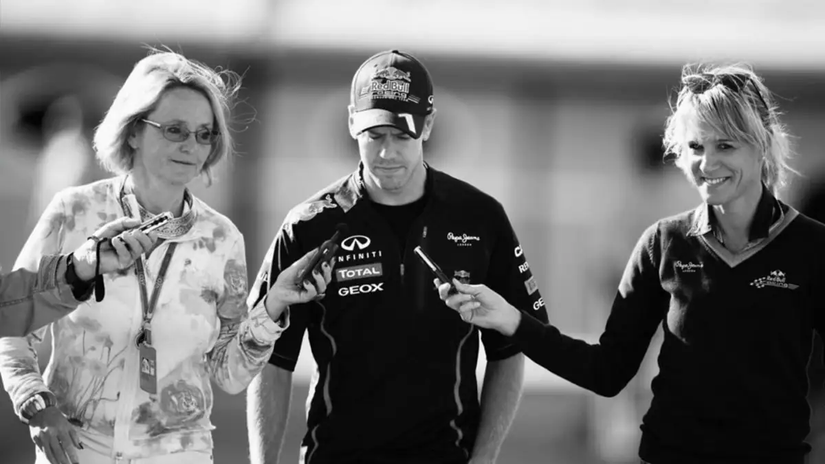 Karin Sturm, Sebastian Vettel und Britta Roeske