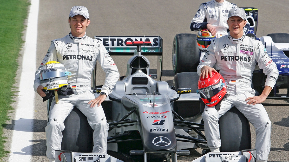 Michael Schumacher, Nico Rosberg, Credit: Mercedes