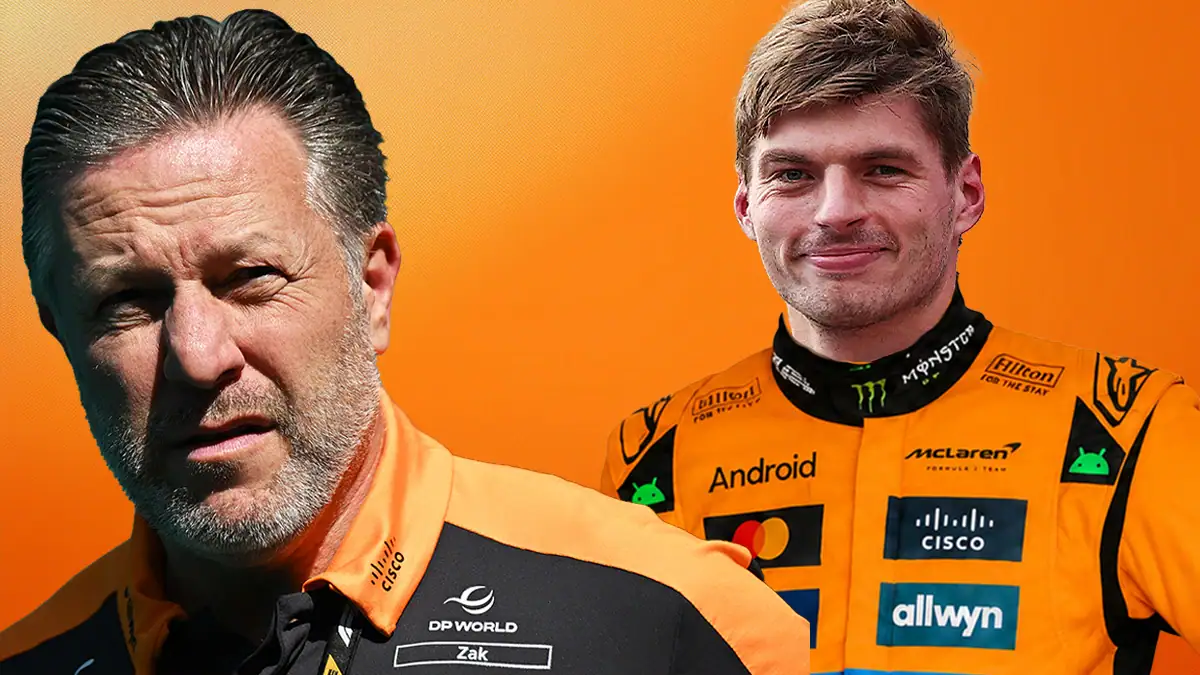 Zak Brown, Max Verstappen, Credit: McLaren/Red Bull Content Pool / Montage